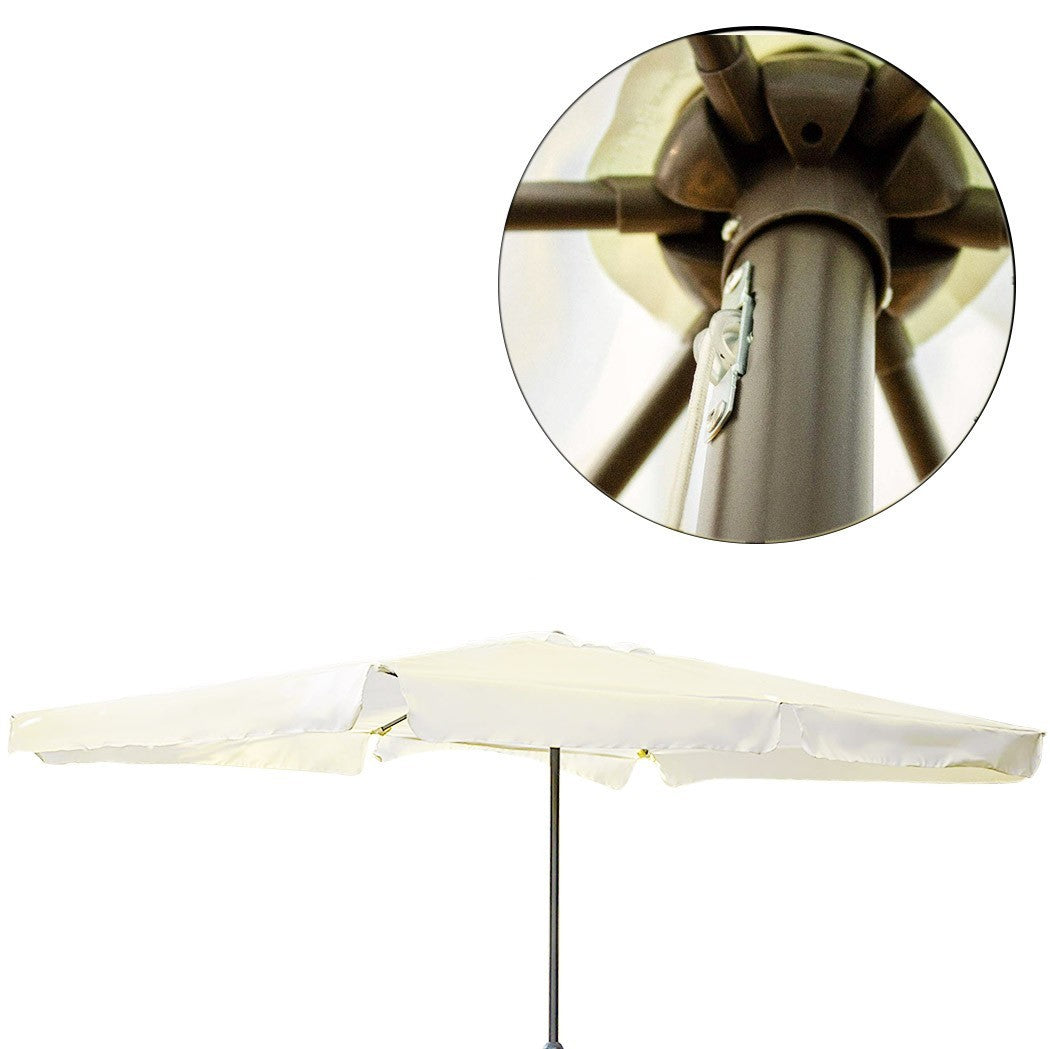IMPERIA Parapluie carré avec mât central diamètre 3x2 Ecru pour jardin