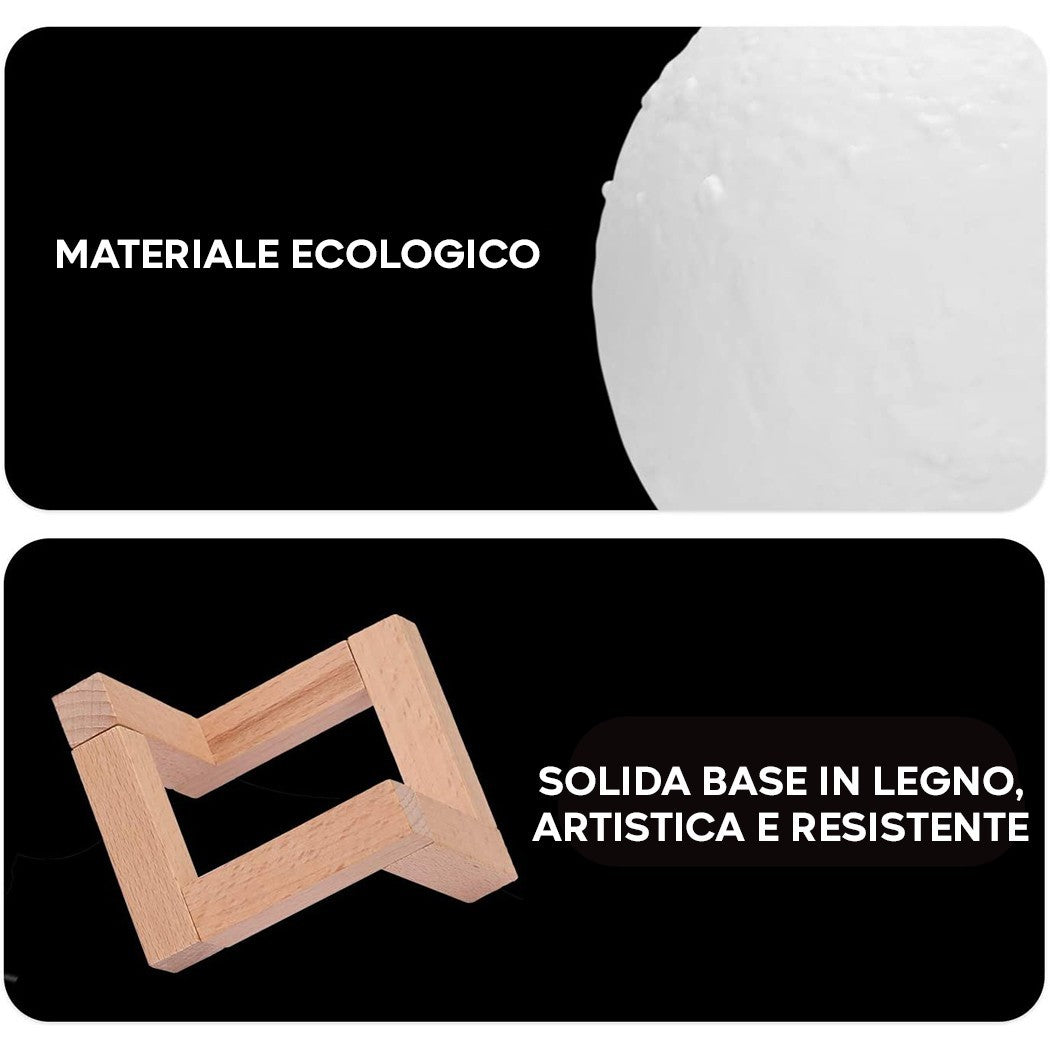 Lampe lune 3D conduit 13cm aromathérapie intensité lumière humidificateur