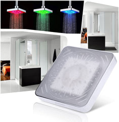 Pomme de douche fixe 8 conduit RGB Chromothérapie carrée en ABS haute pression