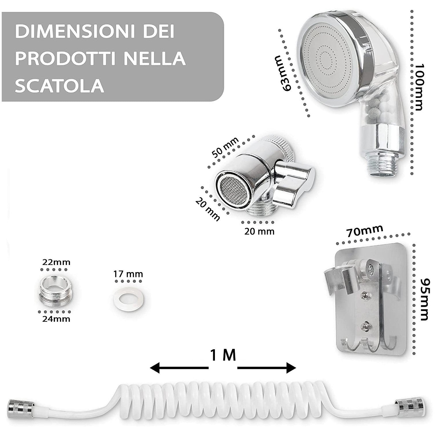 Douche pour robinet d’évier portatif 14877 tube télescopique 1mt et support