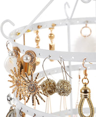 Affichage Porte-bijoux à 4 étages pivotant Blanc Idéale pour boucles d’oreilles
