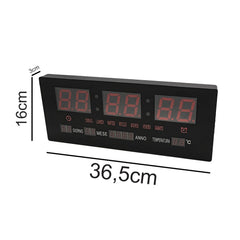 Horloge murale numérique led 136151 calendrier température 36x16x3 cm