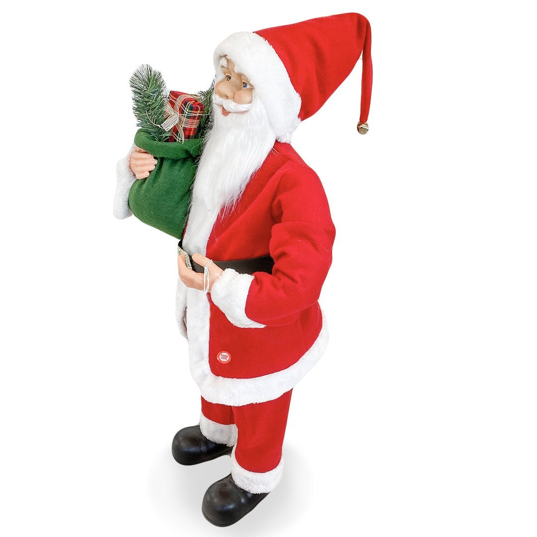 Père Noël rouge et blanc Décoration de Noël 90H cm avec musique et lumières