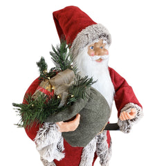 Père Noël rouge et gris Décoration de Noël 90H cm avec Musique et Lumières