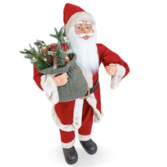 Santa Rouge et Crème Décoration de Noel 90H cm avec Musique et Lumières