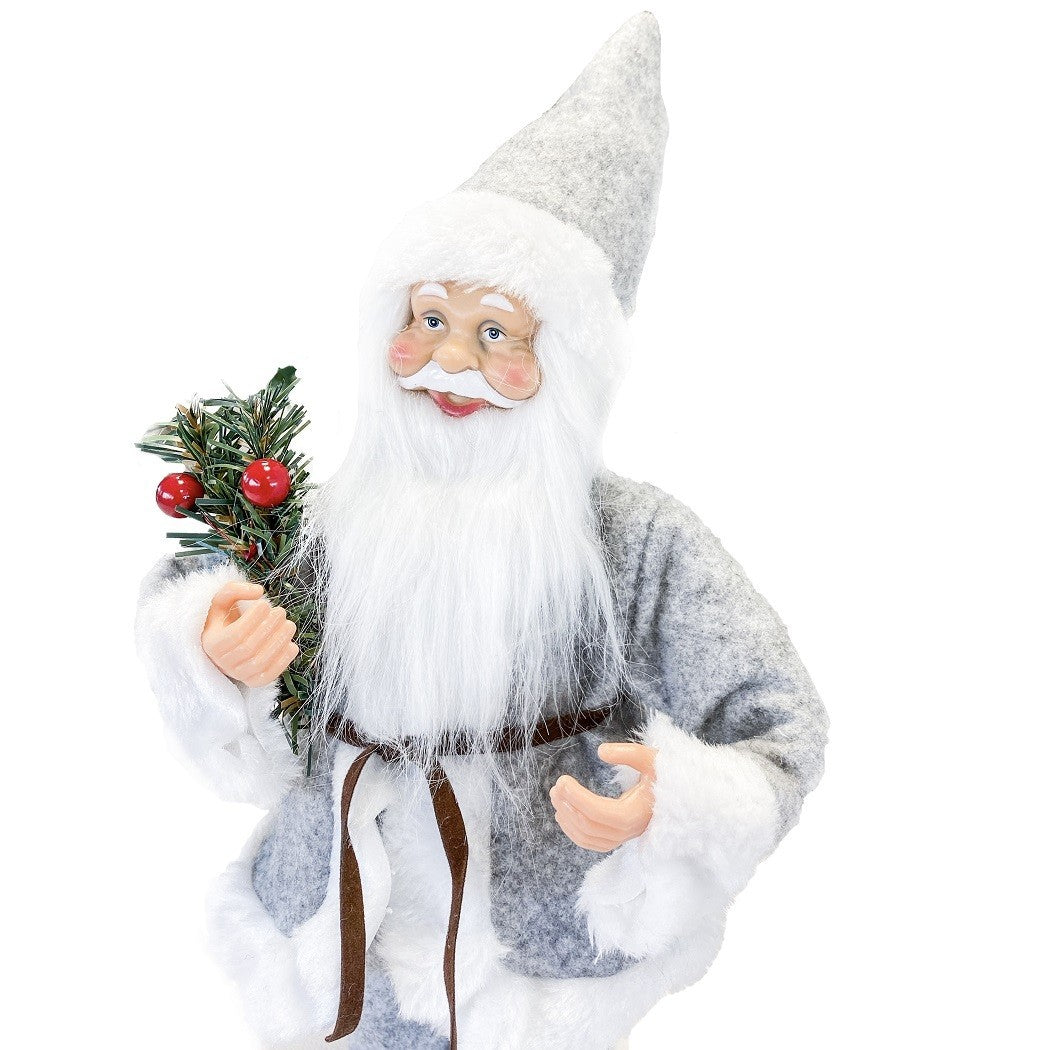 Santa Claus Robe Gris art. 144189 Décoration de Noel décoration 30H cm