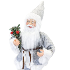 Santa Claus Robe Gris art. 144189 Décoration de Noel décoration 30H cm
