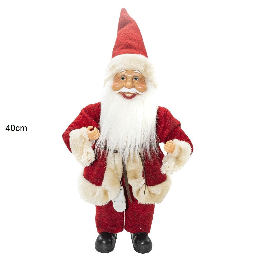 Santa Robe Rouge et Crème 144190 Décoration de Noel 40H avec Mini-lumière