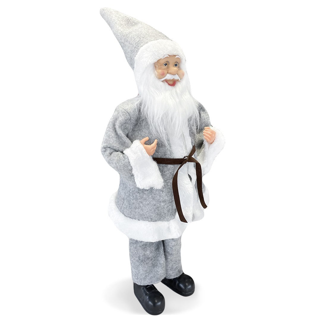 Santa Claus Robe Gris Art 144201 Décoration de Noel 50H cm avec Mini-lumière