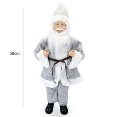 Santa Claus Robe Gris Art 144201 Décoration de Noel 50H cm avec Mini-lumière