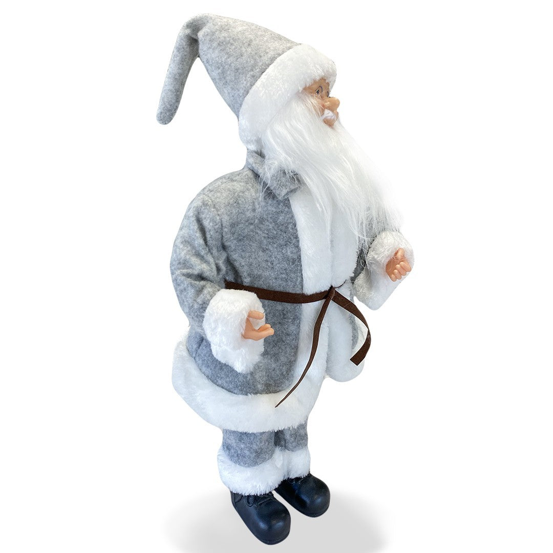 Santa Claus Gris 144197 45H cm avec Mécanisme Carillon Sons et Mouvement