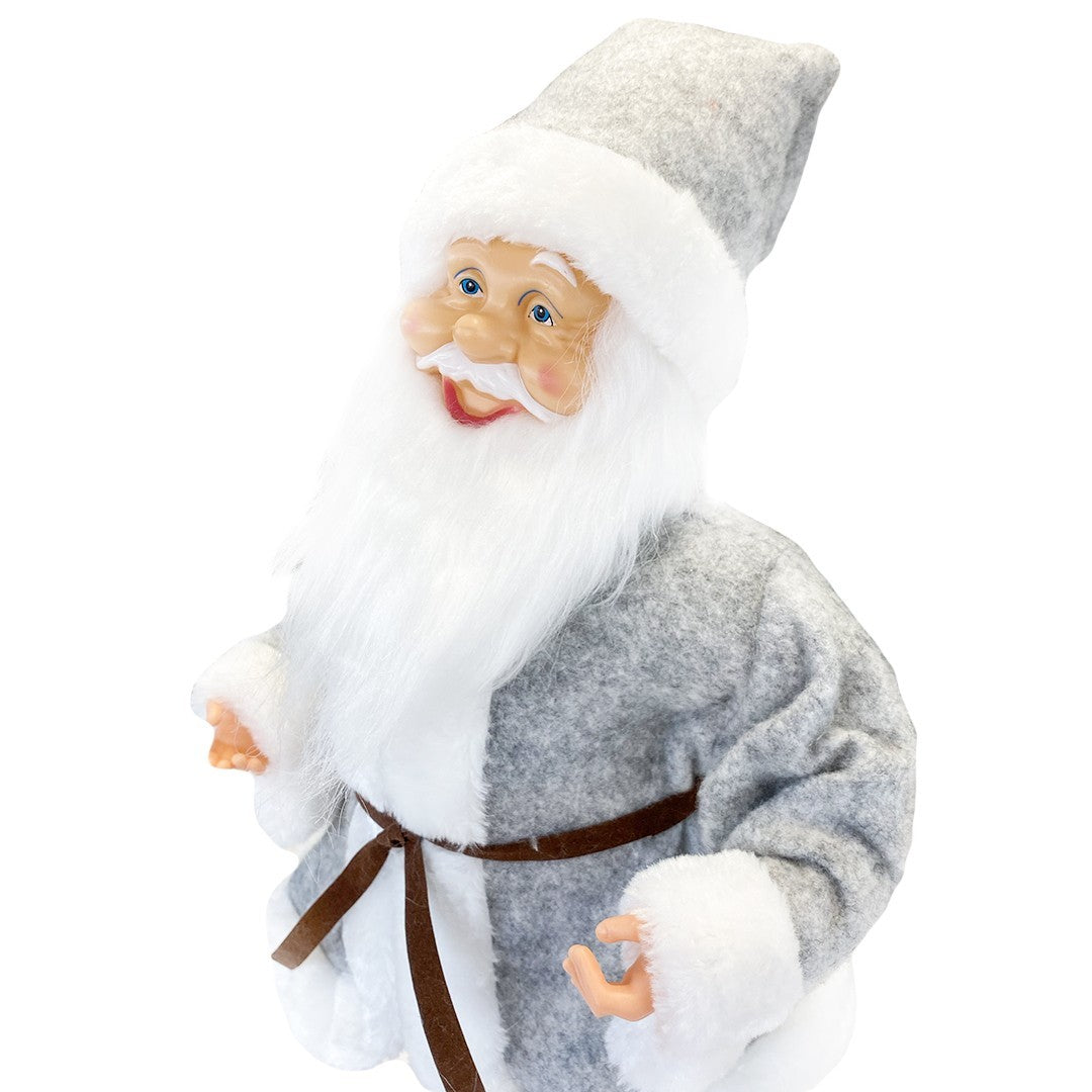 Santa Claus Gris 144197 45H cm avec Mécanisme Carillon Sons et Mouvement