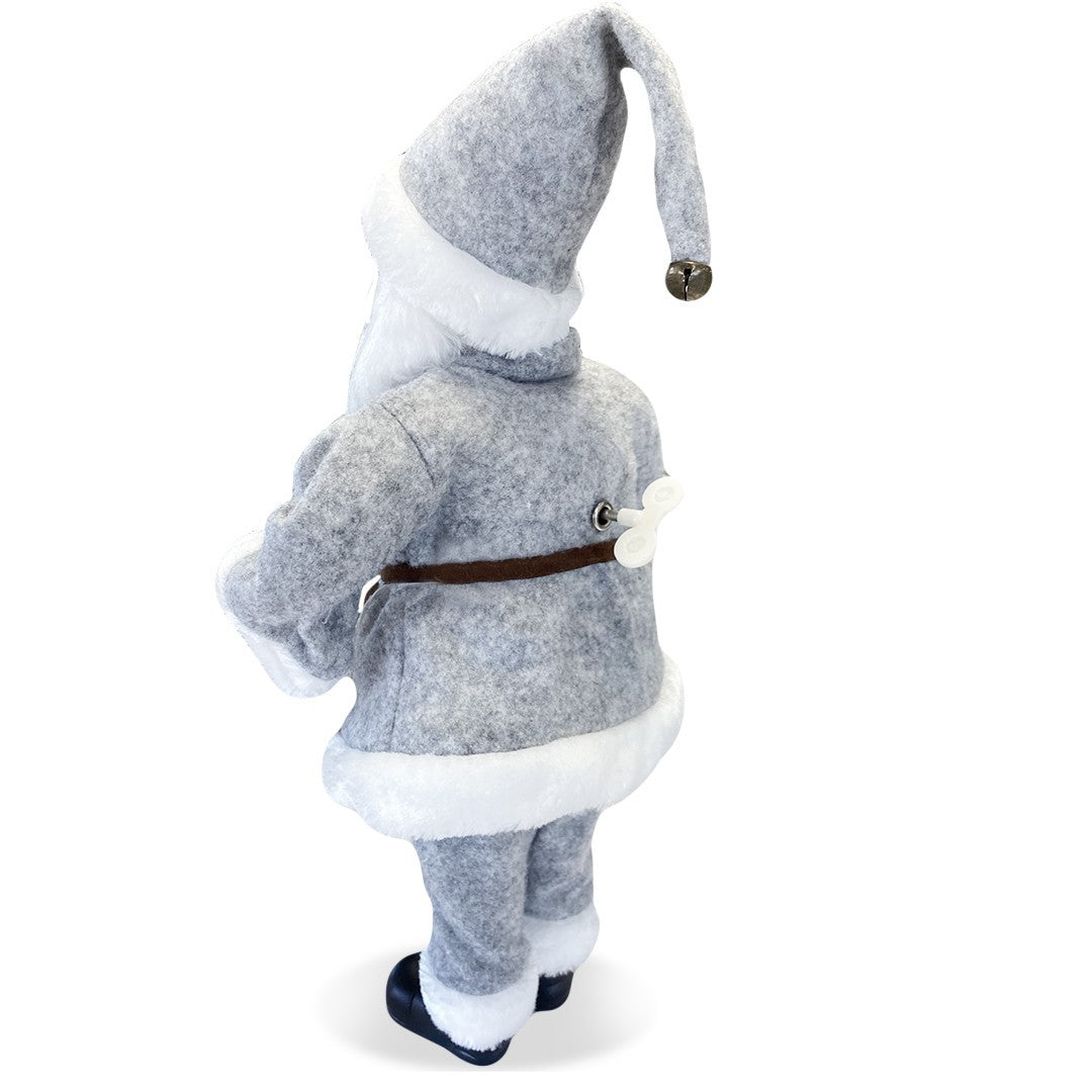 Santa Claus Gris 144197 45H cm avec Mécanisme Carillon Sons et Mouvement