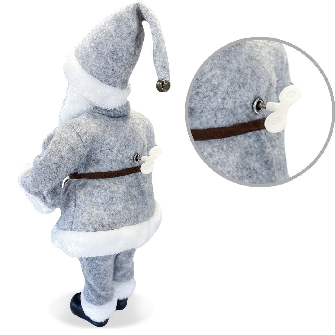 Santa Claus Gris 144197 45H cm avec Mécanisme Carillon Sons et Mouvement