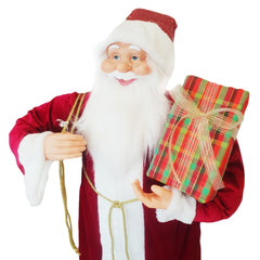 Santa Rouge Décoration Robe de Velours 110H cm avec Musique et Lumière