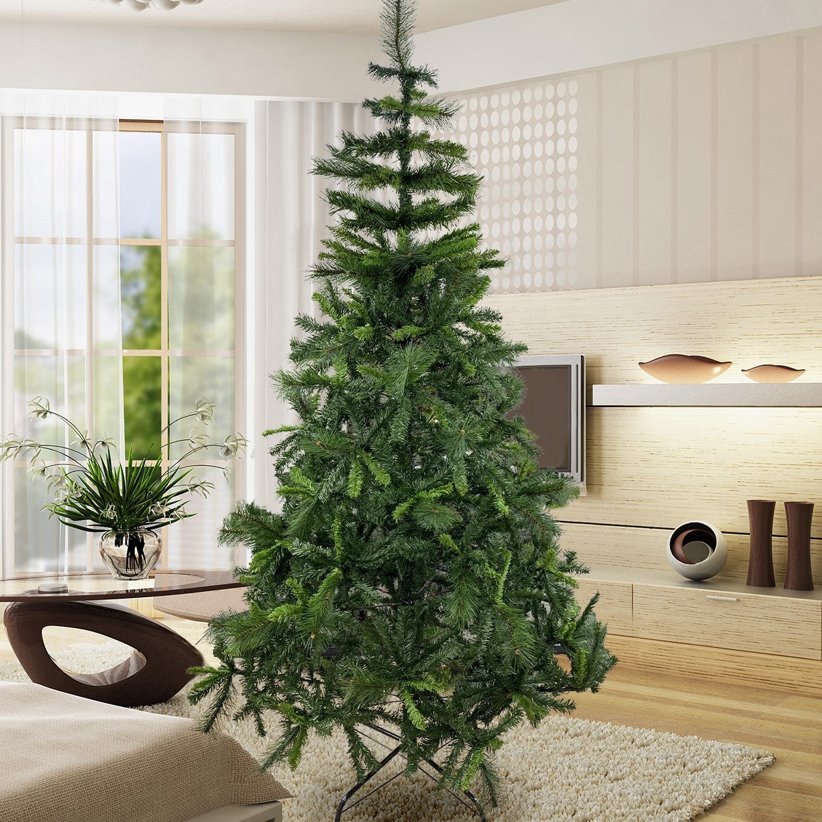Arbre de Noël 210cm avec branches pliantes en PVC sapin artificiel