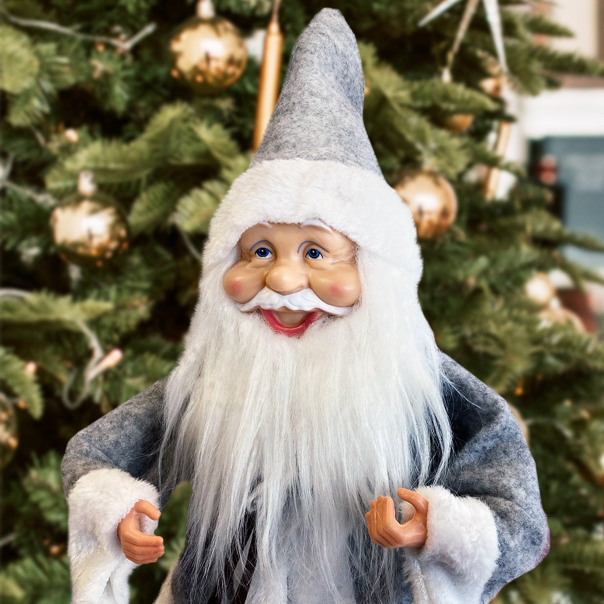 Santa Claus Robe grise 144193 Décoration de Noel 40H avec Mini-lumière