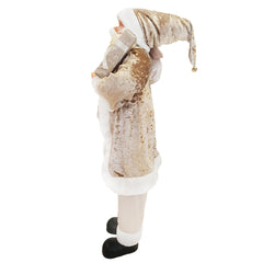 Père Noël Champagne Costume en velours 110H cm avec lumières et sons