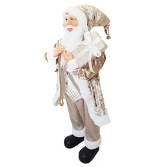 Santa Couleur Champagne Robe de Velours 90H cm avec Lumières et Sons