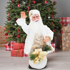 Santa Blanc et Or Robe de Velours 80H avec Lumières Sons et Mouvement