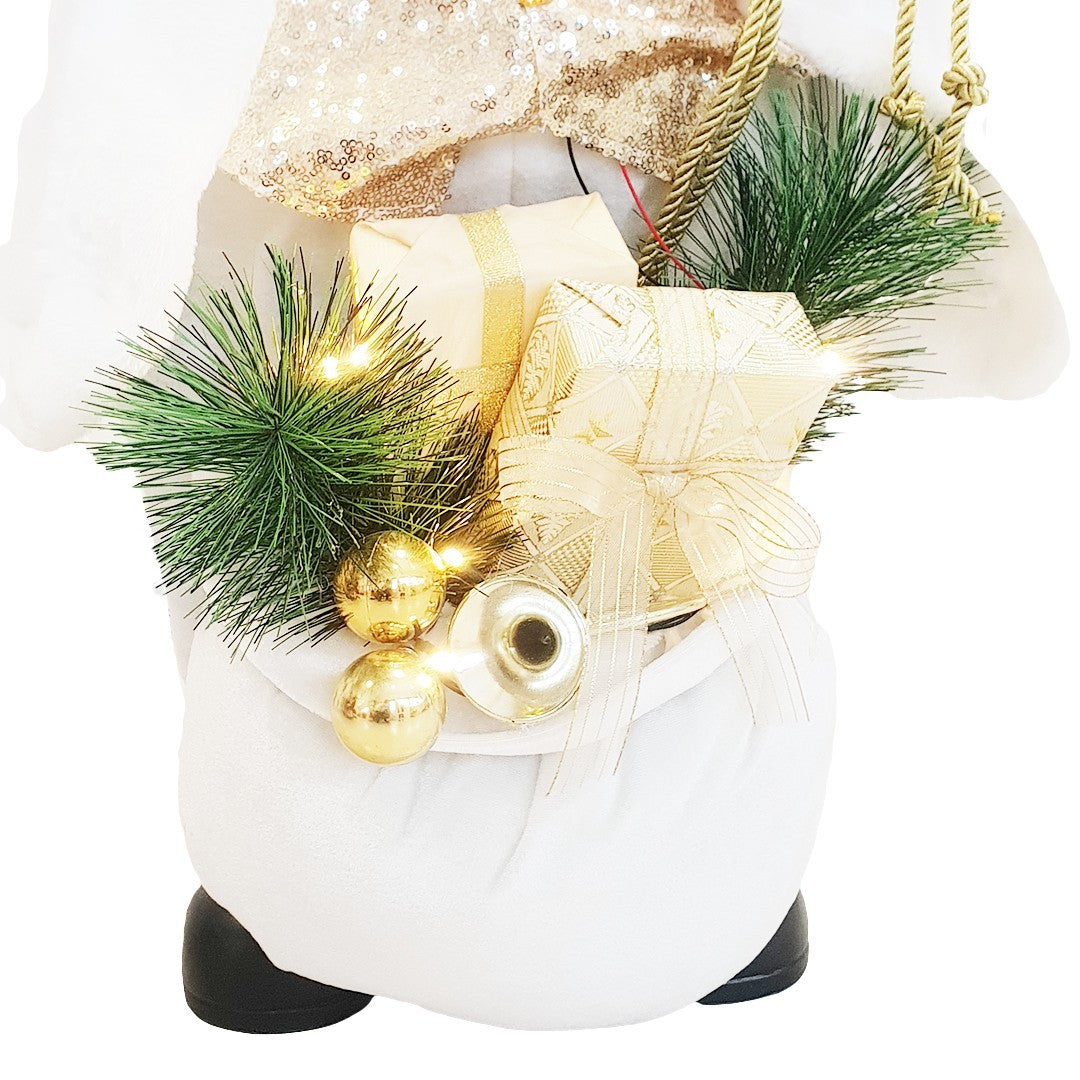Santa Blanc et Or Robe de Velours 80H avec Lumières Sons et Mouvement