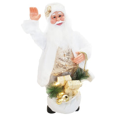 Santa Blanc et Or Robe de Velours 80H avec Lumières Sons et Mouvement
