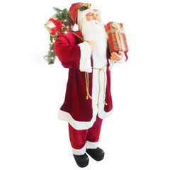 Santa Rouge Décoration Robe de Velours 120 cm avec Musique et Lumières