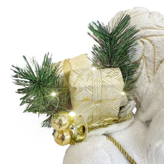 Santa Blanc et Or Robe en Velours 90Hcm avec Lumières et Sons