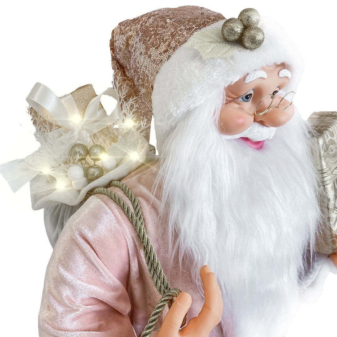 Santa Rose avec robe de velours décoration 90H cm Musique et Lumières