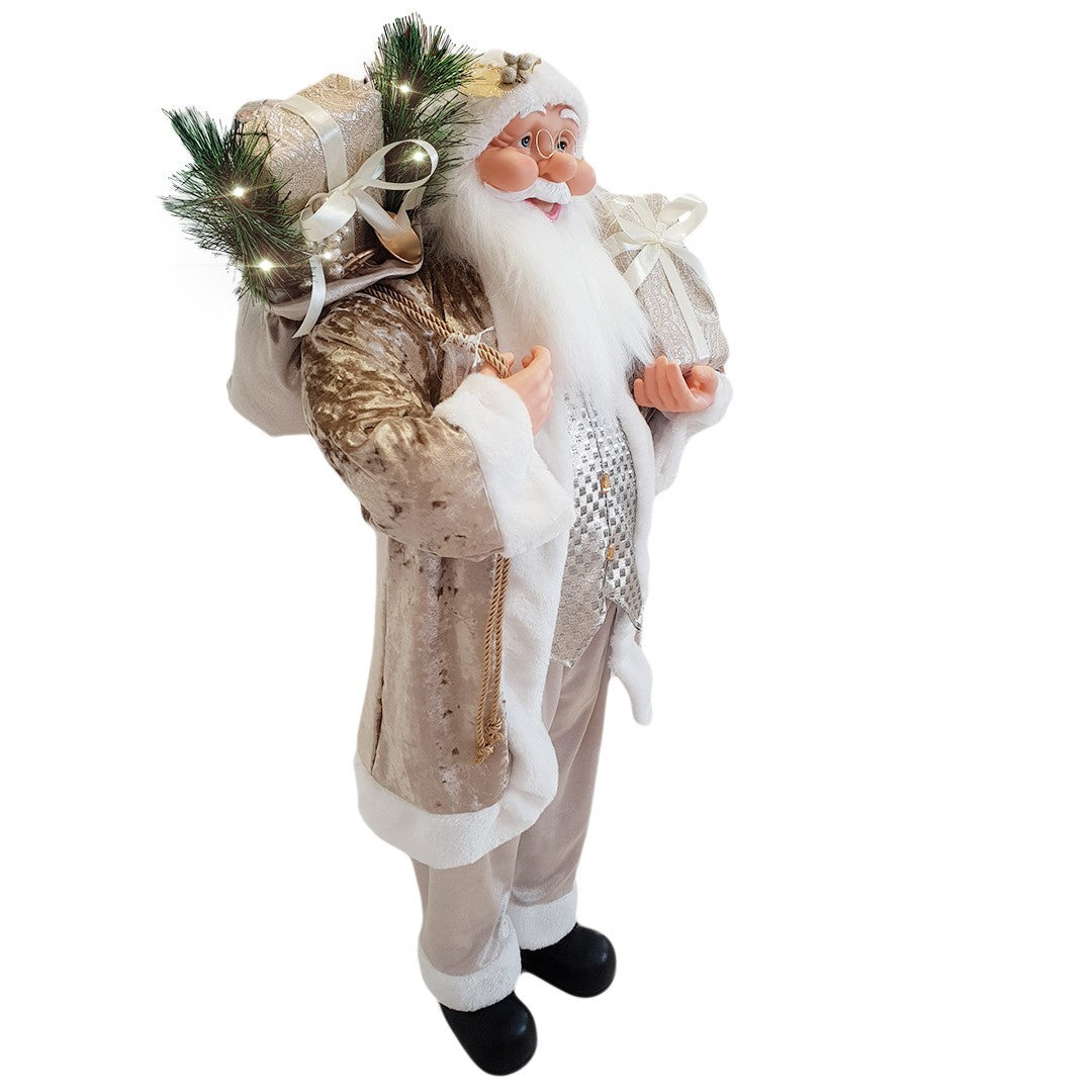 Santa Couleur Champagne Robe En Velours 120H Cm Avec Lumières Et Sons