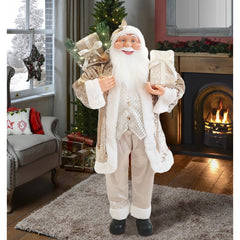 Santa Couleur Champagne Robe En Velours 120H Cm Avec Lumières Et Sons