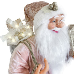 Santa Rose avec Robe de Velours Décoration 120H cm Musique et Lumières