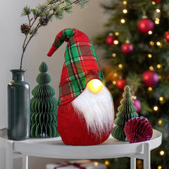 Robe écossaise de gnome de Noel et barbe décoration avec la lumière 15x13xH45 cm