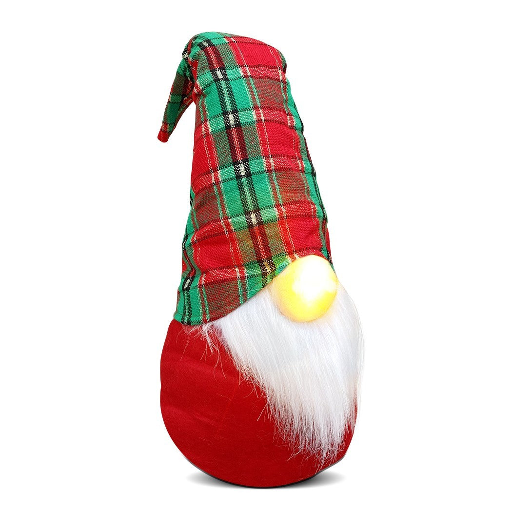 Robe écossaise de gnome de Noel et décoration de barbe lumière 22x17xH65 cm