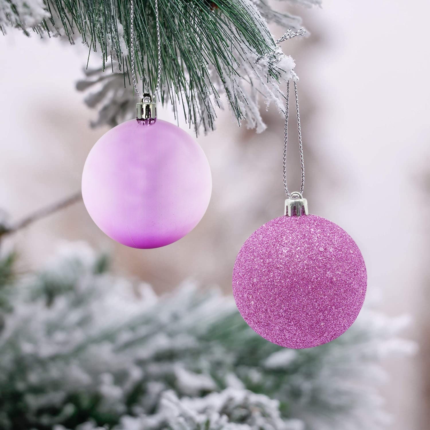 Pack 24 Boules 7 cm Boules de Noel Rose 7cm Décorations d’arbres