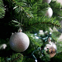 Lot de 48 boules de Noël de 7cm Décorations de sapin de Noël argentées