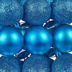 Lot de 48 boules de Noël de 7cm Décorations sapin de Noël bleu de 7cm