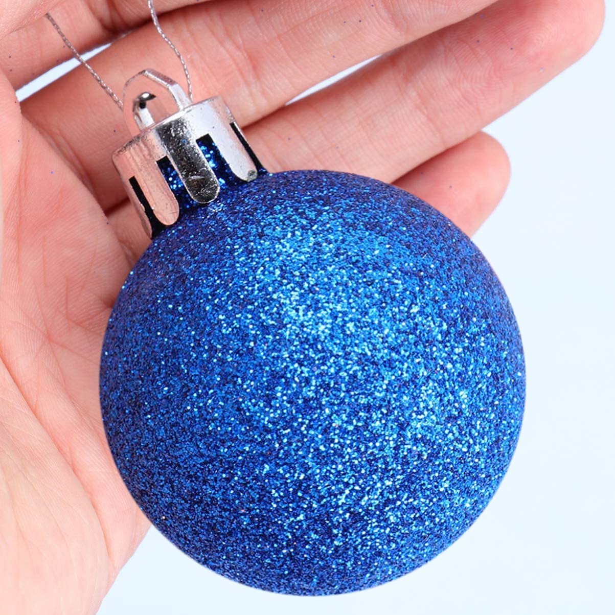 Lot de 48 boules de Noël de 7cm Décorations sapin de Noël bleu de 7cm
