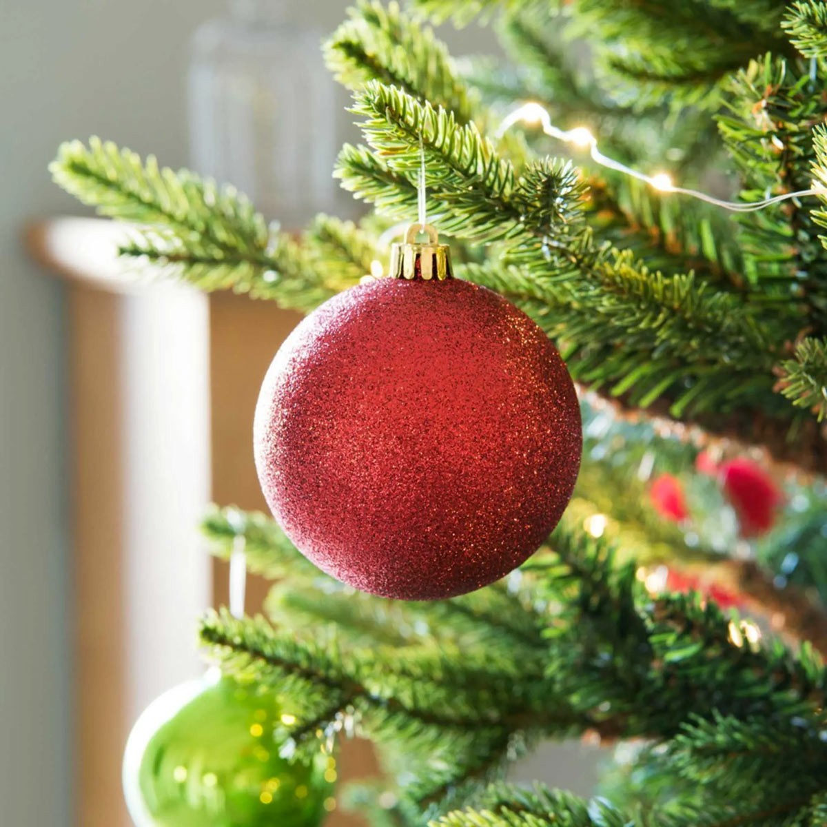 Lot de 48 boules de Noël 7 cm de diamètre décorations sapin Noël rouge
