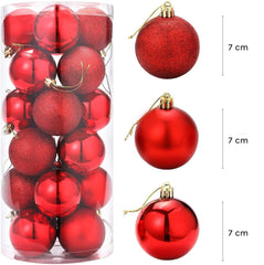 Lot de 48 boules de Noël 7 cm de diamètre décorations sapin Noël rouge