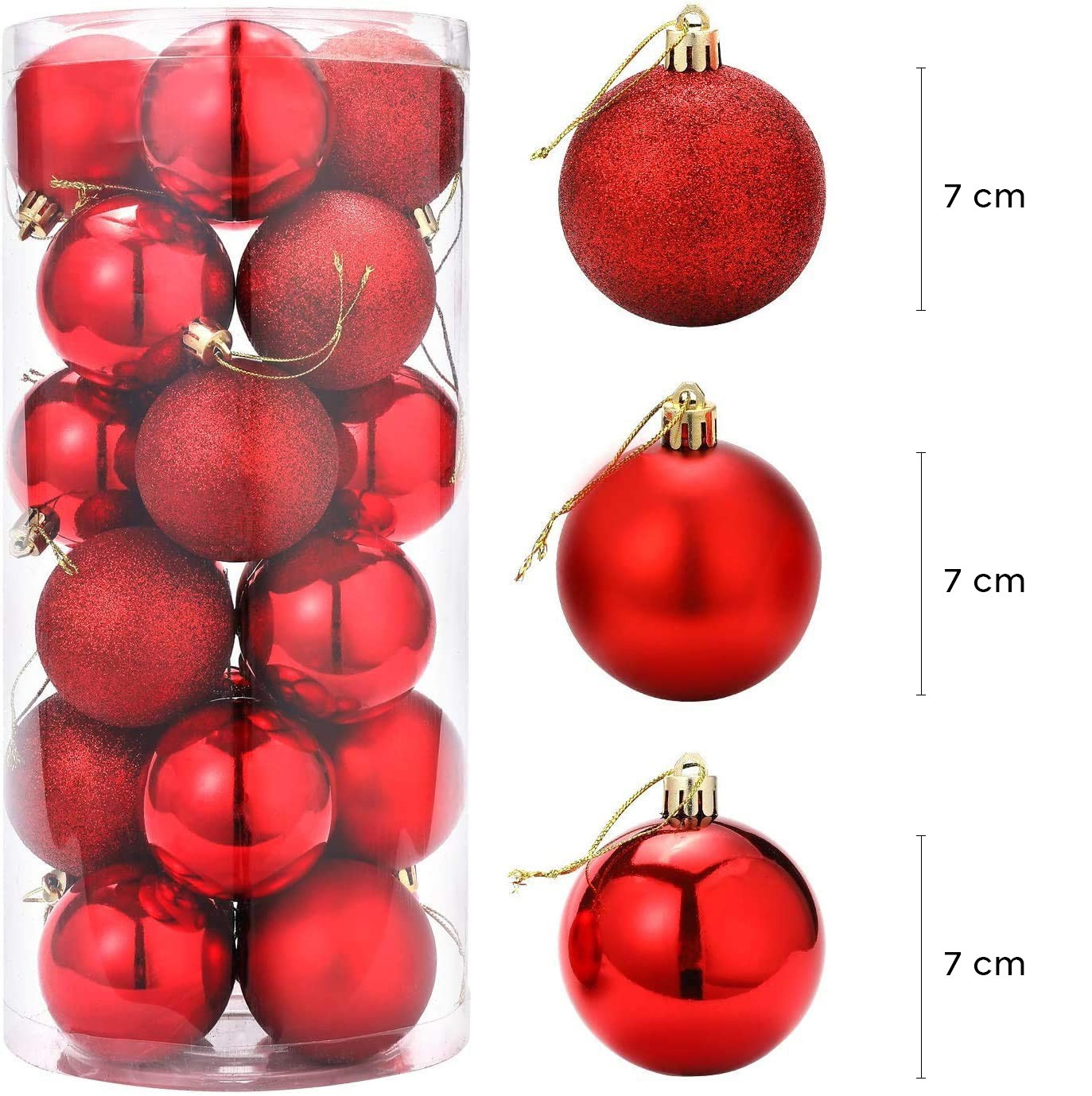 Lot 48 boules 7cm Boules de Noël rouges Décorations pour sapin de Noël