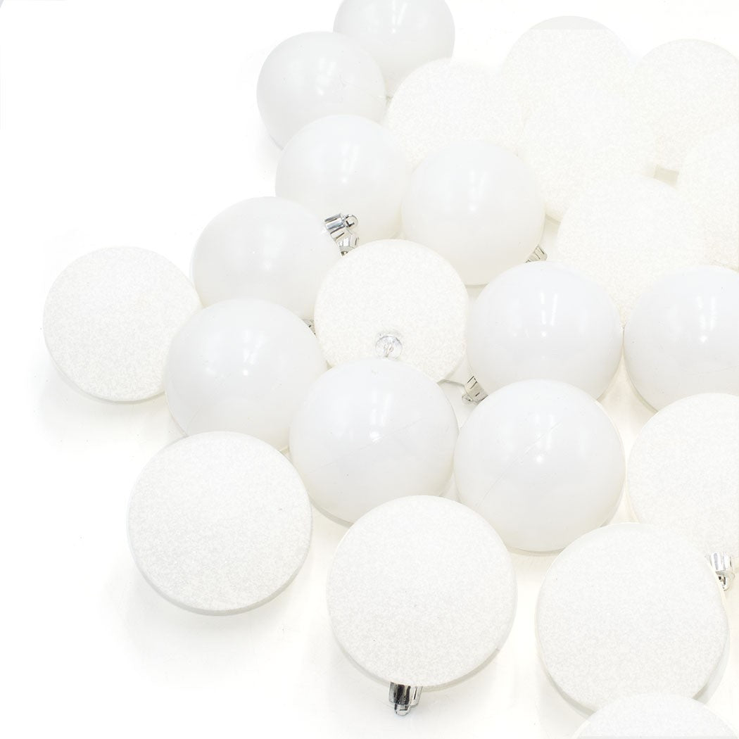 Lot 48 Sphères 7 cm Boules de Noël blanches Décorations sapin de Noël
