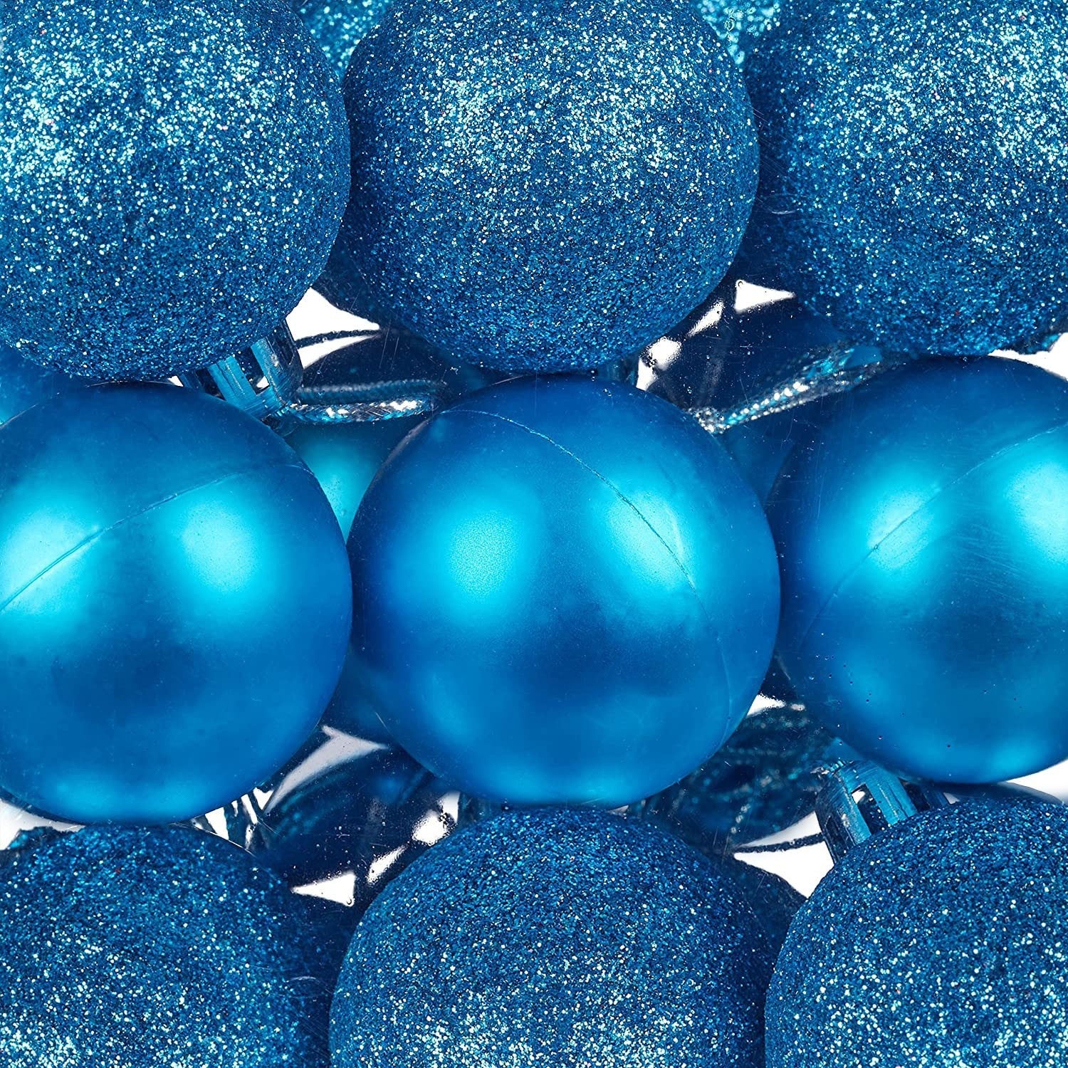 Lot 24 Boules 7 cm Boules de Noel Bleu Décorations pour arbres