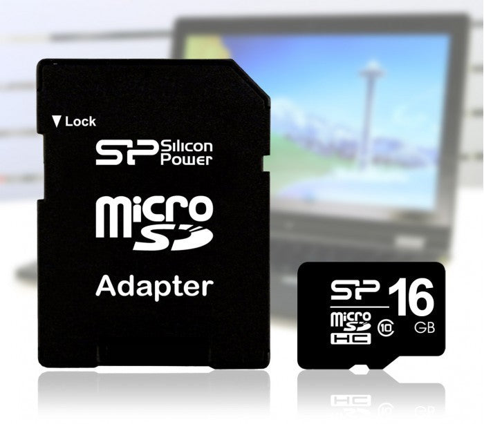Carte mémoire Silicon Power 16 Go Micro SD Card avec adaptateur SD SDHC Class 4