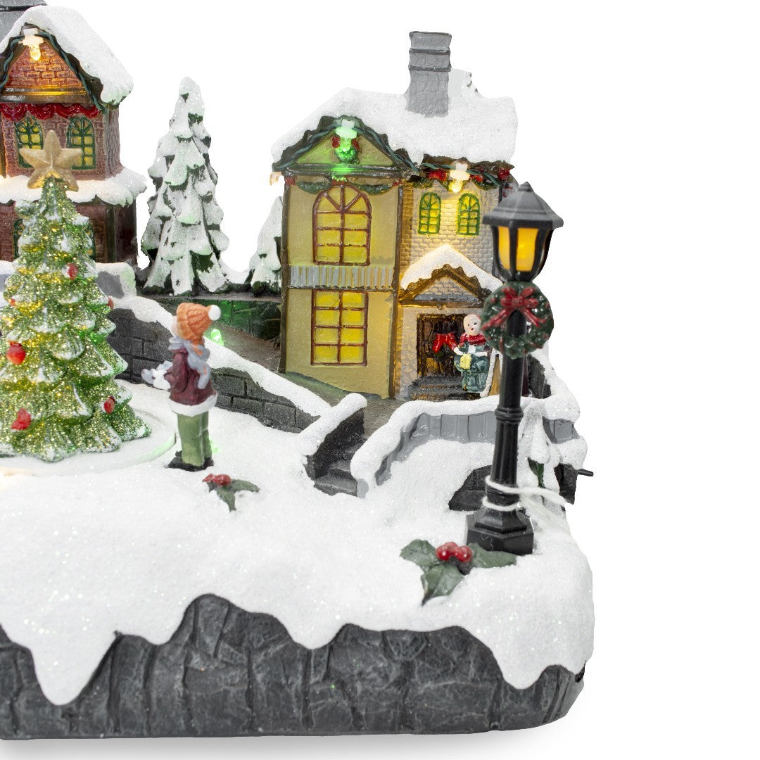 Village de Noël Manège de Noël Lumières Sons et Mouvement 29x18x19 cm