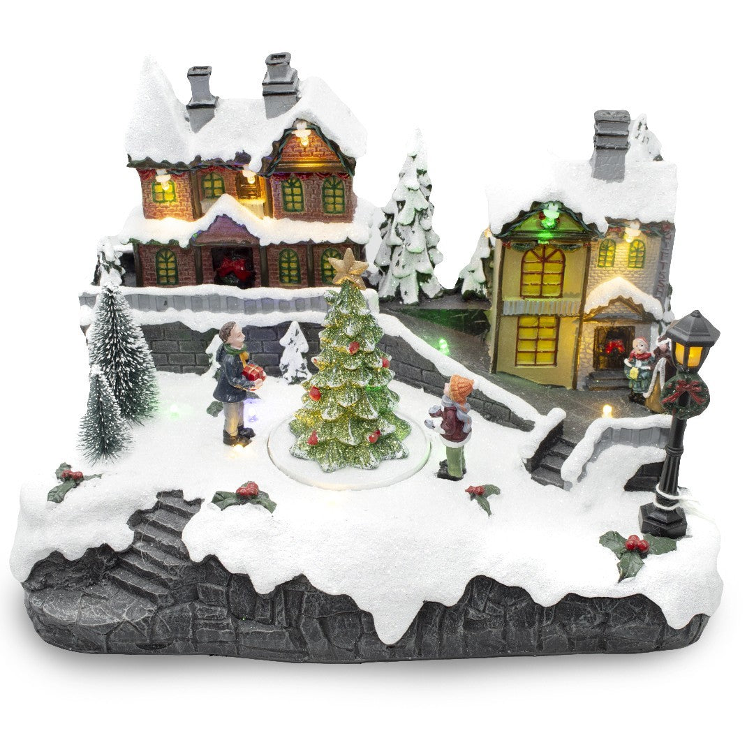 Village de Noël Manège de Noël Lumières Sons et Mouvement 29x18x19 cm