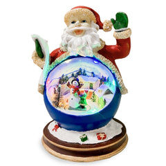 Père Noël en résine Ameublement lumières sons mouvement 16x16xH26Hcm