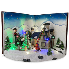 Livre BLEU Village Noël avec lumières, sons mouvements 33Lx19Px22Hcm