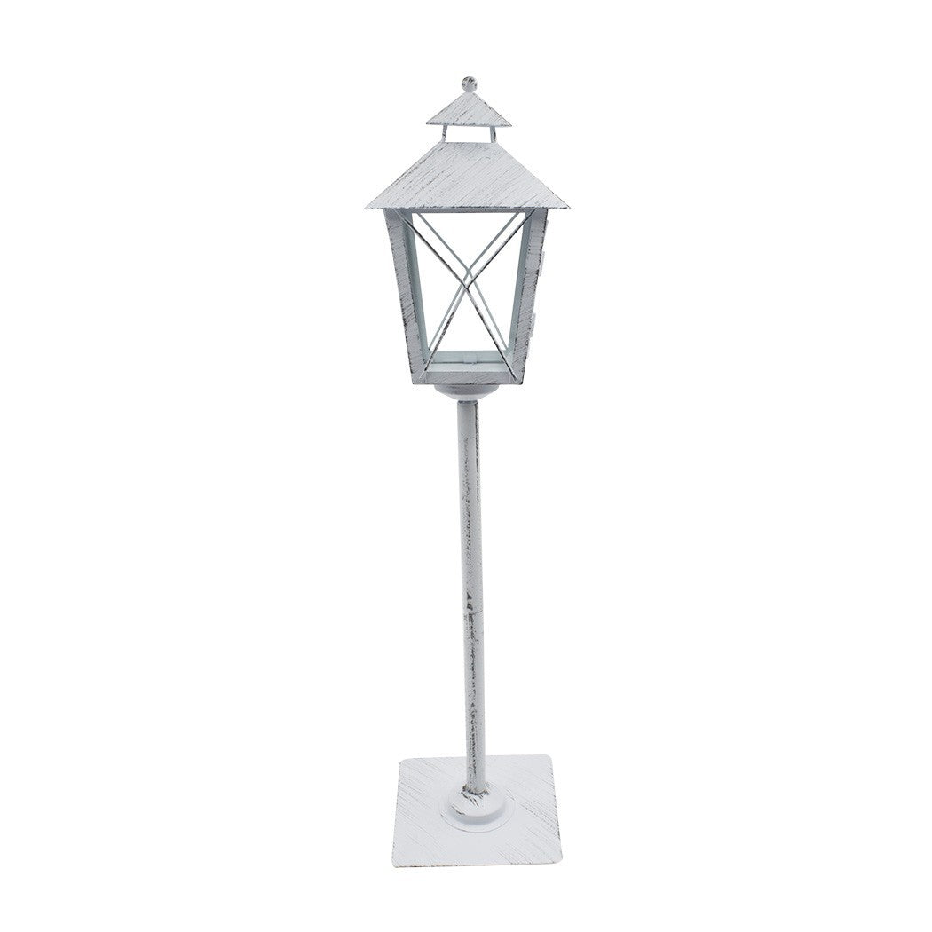 Lampadaire blanc de Noel décoration en métal et verre 60Hx14x14 cm
