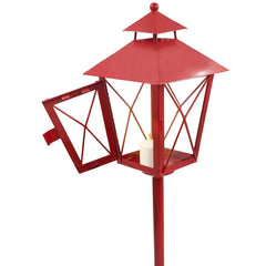 Lampadaire rouge de Noel décoration en métal et verre 60Hx14x14cm
